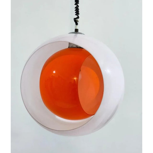 Mid-Century Eclisse Pendant Light in White and Orange Murano Glass, 1960s For Sale - Image 9 of 13