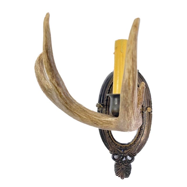Vintage Pair of Rustic Antler Sconces For Sale In Atlanta - Image 6 of 12
