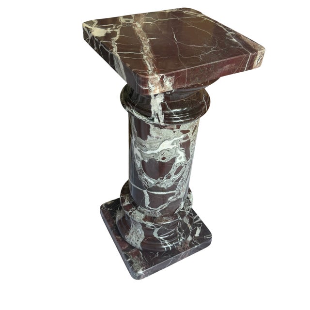Vintage Neoclassical Rosso Levanto Marble Column Pedestal For Sale - Image 11 of 18