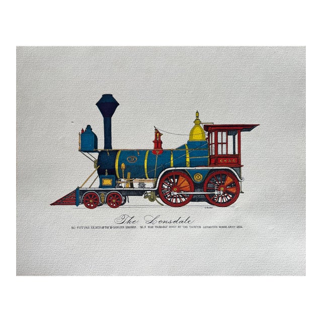 1950s Evelyn Cuero "The Lonsdale" Early American Locomotive Print For Sale