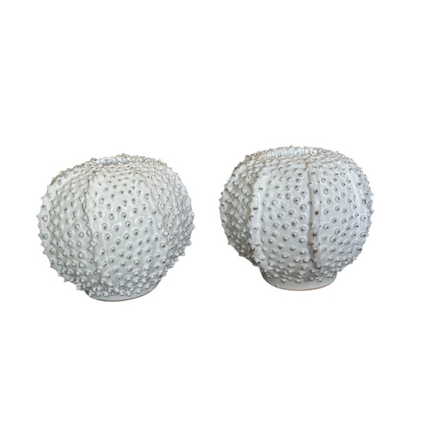 Enhance your interior decor with this exceptional pair of vintage Italian ceramic small vases, masterfully designed to...