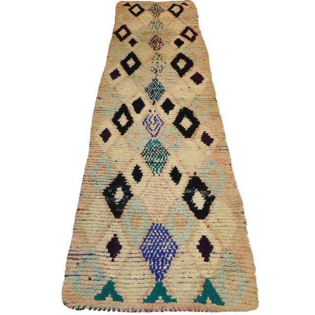 Midcentury Boujad Abstract Wool Runner 2.8 X 10.2 For Sale - Image 6 of 10