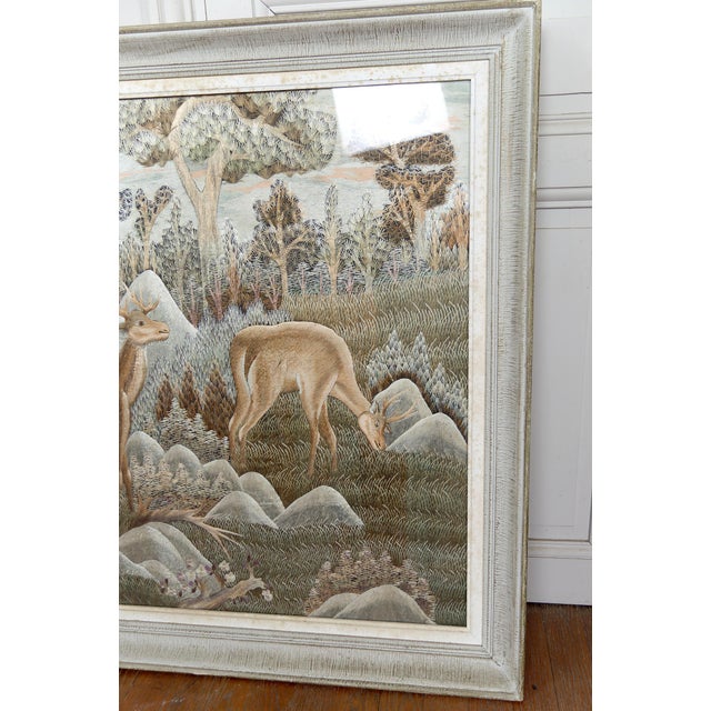 Indochinese Silk Embroidery Tapestry, Vietnam, 1940s For Sale - Image 4 of 13