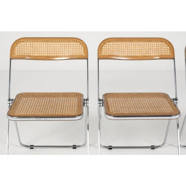 Vintage Plia Folding Chair in Vienna Straw by Giancarlo Piretti for Anonima Castelli, 1970s, Set of 5 For Sale - Image 13 of 14
