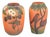Orange and Green Ceramic Vases from Ipsens Enke, Denmark, 1920s, Set of 2 For Sale