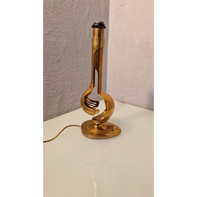 Beige Brass Table Lamp with Informal Decoration, 1960s For Sale - Image 8 of 18