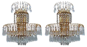 Vintage Gold-Plated Swarovski Crystal Wall Lights, 1970s, Set of 6