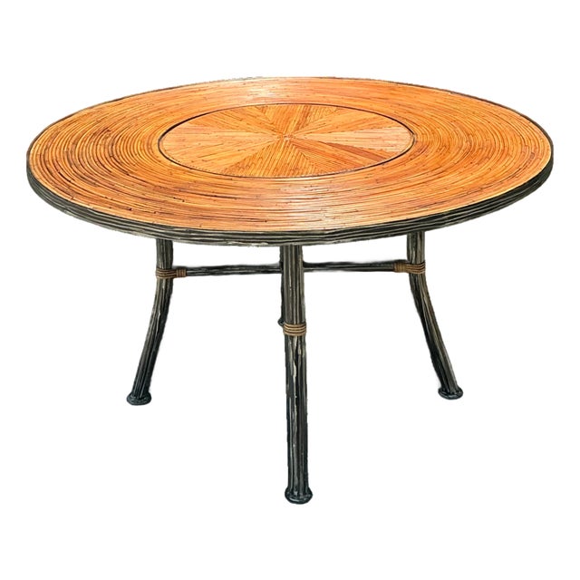 Vintage Pencil Reed and Metal Dining Table For Sale