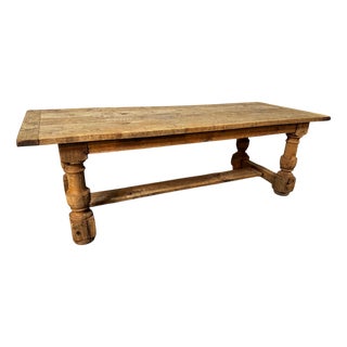 Larger Bleached Oak Farmhouse Dining Table, 1920 For Sale