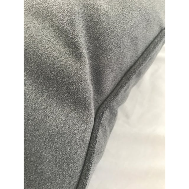 Mid-Century Modern Custom Upholstered Brushed Suede Charcoal Accent Pillow For Sale - Image 3 of 3