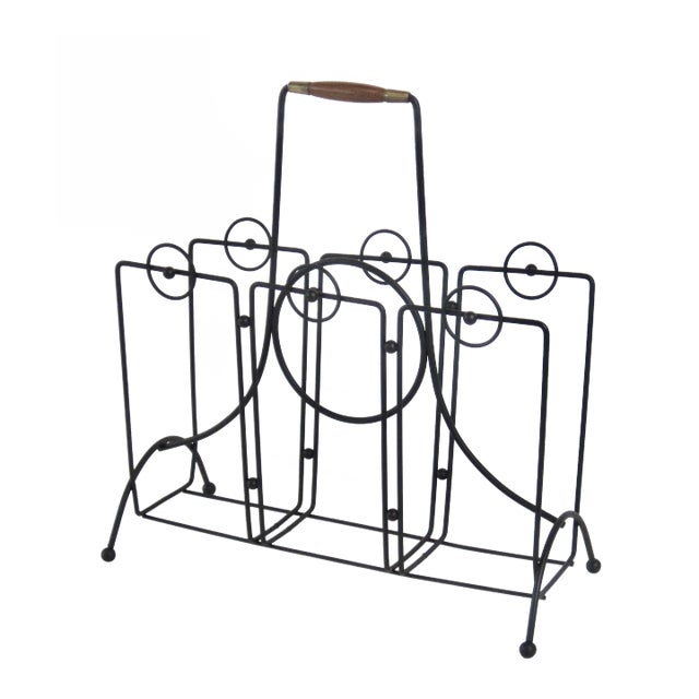 1950s Joseph Burlini Style Iron Magazine Rack For Sale