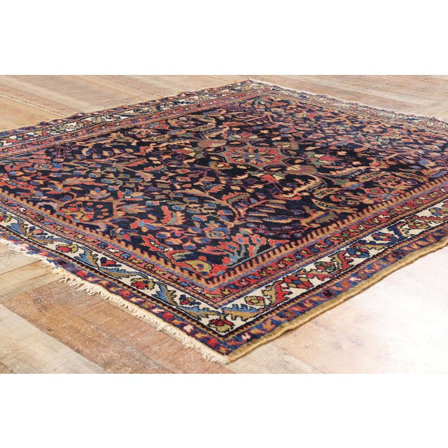 Navy Blue Late 19th Century Persian Malayer Rug - 05'07 X 06'05 For Sale - Image 8 of 10
