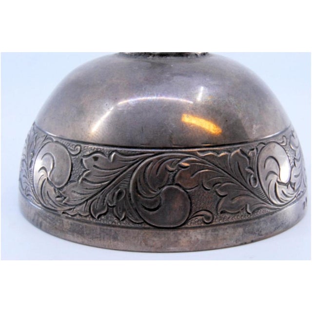 Silver Bell with Floral Motifs and Putti Holding Flower For Sale - Image 6 of 9