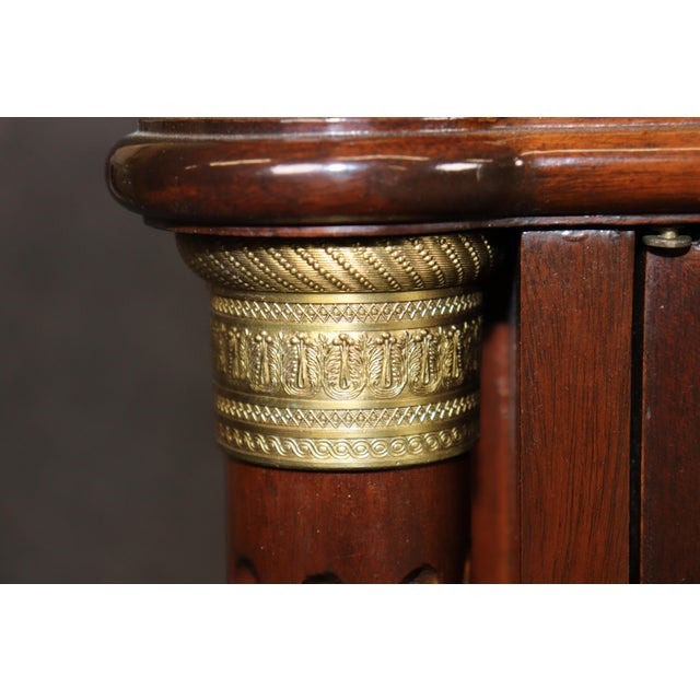 Wood 1970s Fine Shallow Depth Maison Jansen Style Directoire Marble Top Mahogany Sideboard For Sale - Image 7 of 15