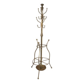 Vintage Brass Coat Rack Umbrella Stand For Sale
