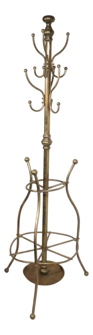Vintage Brass Coat Rack Umbrella Stand