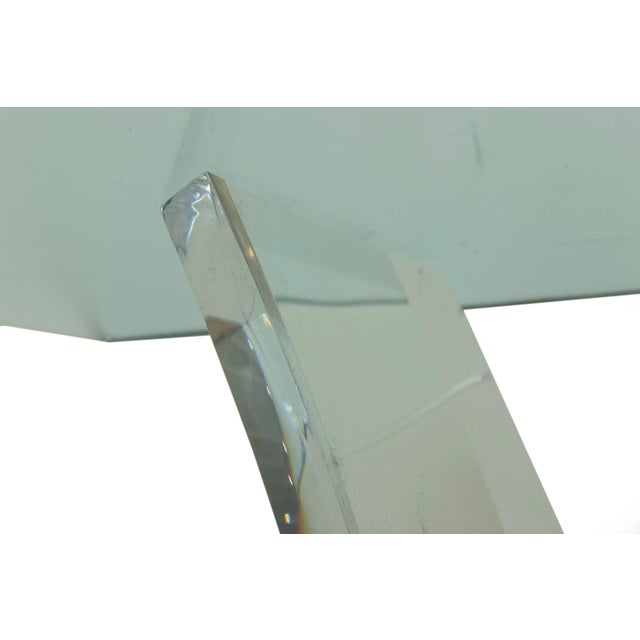 Vintage Karl Springer Gold Plated Over Brass and Arched Lucite and Glass Console Table For Sale - Image 10 of 12