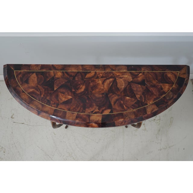 Traditional Maitland Smith Tessellated Top Iron Base Console Table For Sale - Image 3 of 15