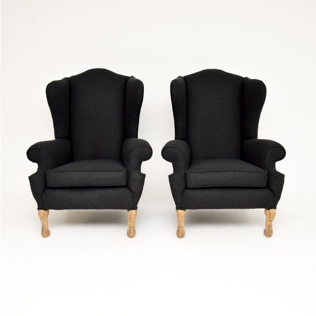 An amazing and very rare pair of antique wing back armchairs by Hille. They were made by Ray & Solomon Hille in England,...