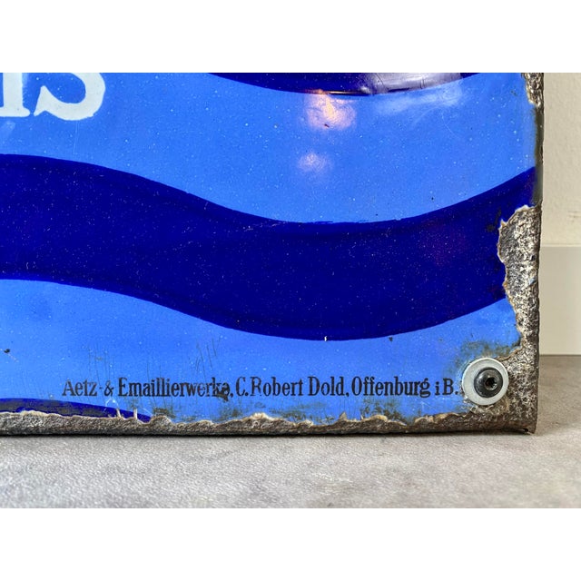 Metal Large Enamel Sign by C. Robert Dold, Early 1920s For Sale - Image 7 of 11