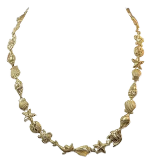 Vintage 14k Yellow Gold Marine Life Necklace