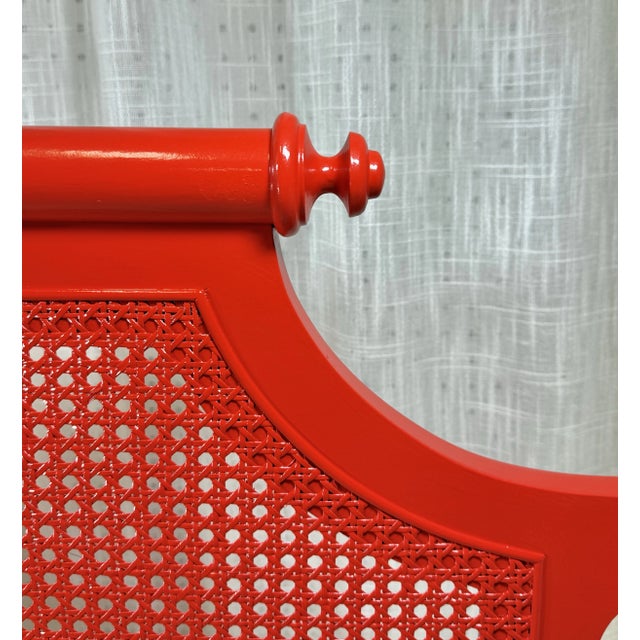 Henry Link Vintage Bali Hai Faux Bamboo Cane Twin Headboard by Henry Link- Newly Painted Flirt Red by Behr For Sale - Image 4 of 11