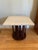 Mid Century Modern Walnut and Travertine Square Table Made by Marden For Sale - Image 11 of 11