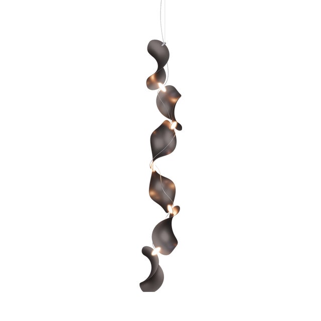 Dune 6 Vertical Line Pendant Light with Shades in Dark Bronze Metallic Tone by Daniel Becker for Moss Objects For Sale