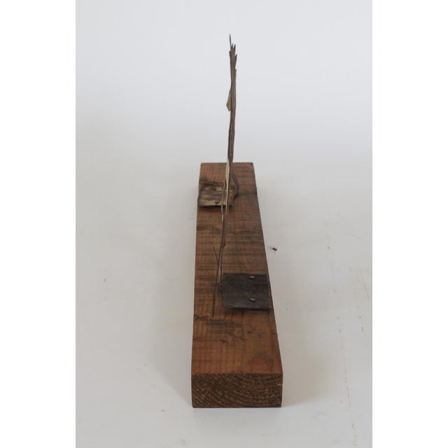 Wood Rustic Folk Art Metal Horse on Board For Sale - Image 7 of 9