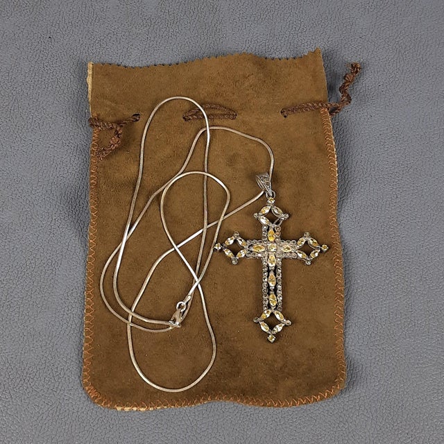 Vintage 925 Silver Necklace with Cross Pendant, 1970s For Sale - Image 4 of 11