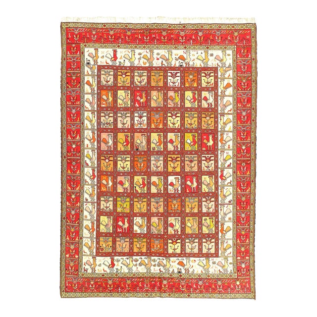 2020s Rust Persian Sumak Silk For Sale