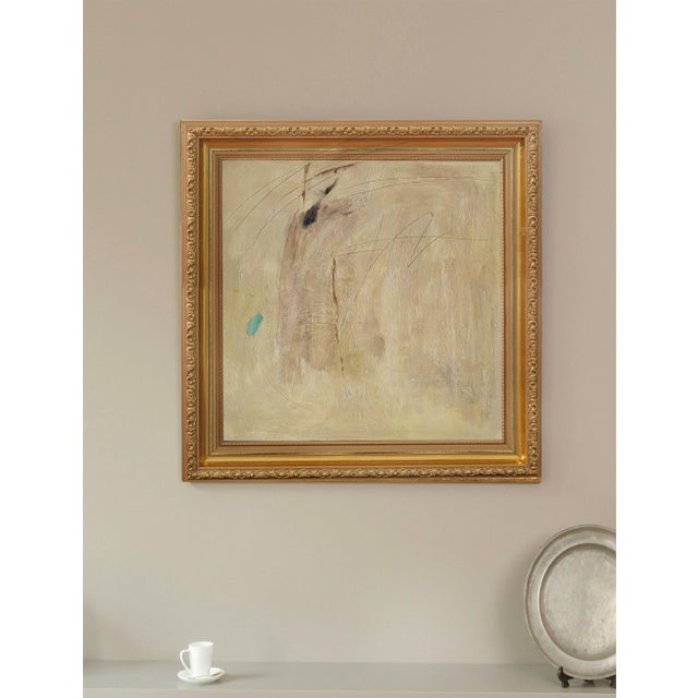 Minimalist Abstract Oil Painting Neutral Contemporary Wall Art Ivory Textured Canvas For Sale - Image 6 of 6