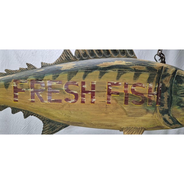 Wood Six Foot Carved Fish Trade Sign For Sale - Image 7 of 12