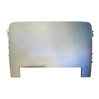 Blue Stripe Upholstered Headboard For Sale