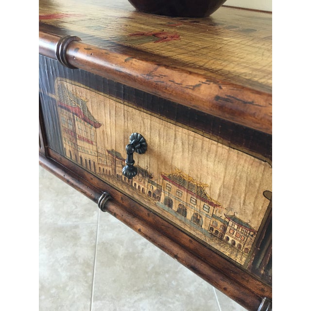 1980s Faux Bamboo Painted Console Table Chinoiserie For Sale - Image 10 of 11