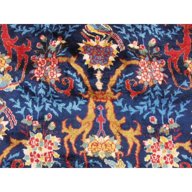 Textile Antique Indo Agra/ Larestan Carpet, Birds of Love, 6'11" × 17'3" For Sale - Image 7 of 10