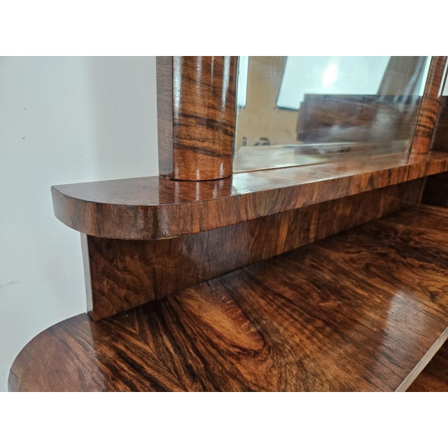 Art Deco Dressing Table in Walnut Burl with Mirror, 1940s For Sale - Image 6 of 18
