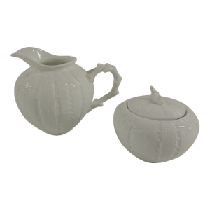 White Faux Coral China Creamer and Sugar - Set of 2