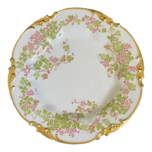 Antique Jean Pouyat Limoges Holly Branch Plate With Heavy Gold
