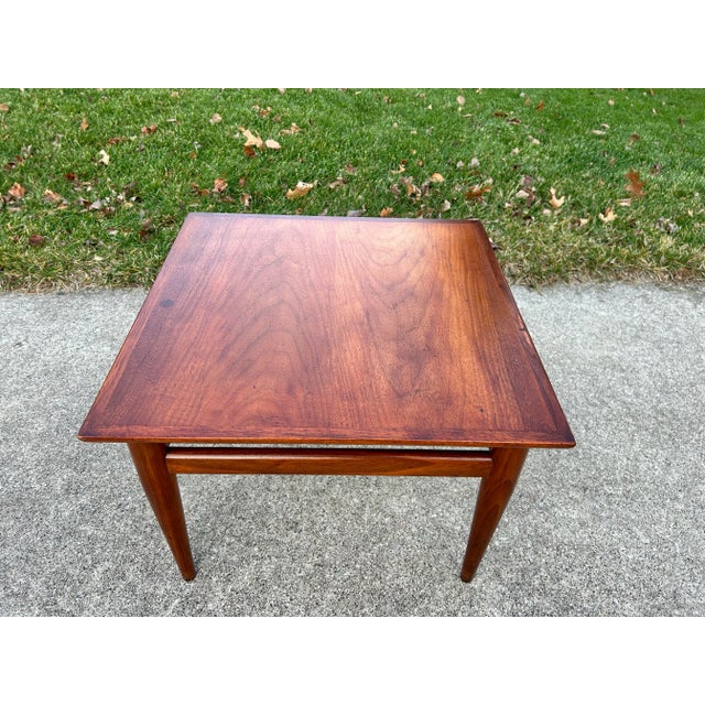 Vintage Heritage Mid-Century Danish Modern Solid Walnut Side Table | Sculpted Minimalist Accent Table | MCM End Table For Sale - Image 10 of 12