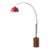 92" Half Dome Tambo Floor Lamp in Black Nickel, 1980s - Mid Century Arc Lamp, Crimson Red Shade, Walnut Base For Sale