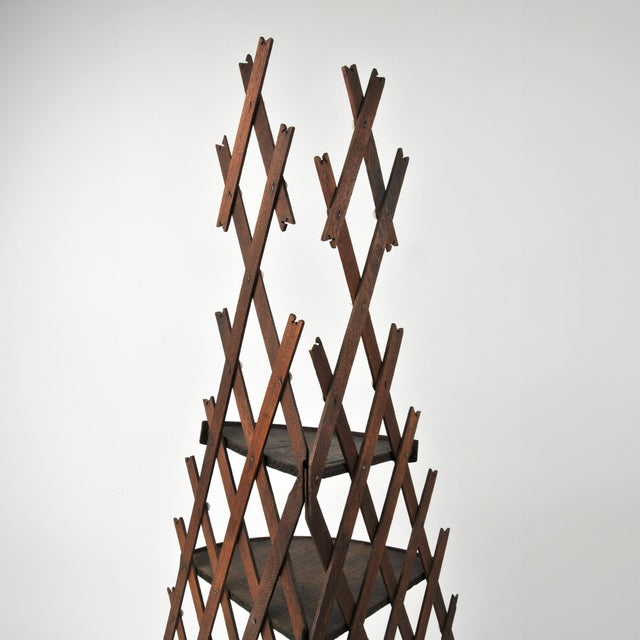 Late 19th Century Antique Folk Art Lattice Corner Shelf With Porcelain Button Accents For Sale - Image 5 of 16