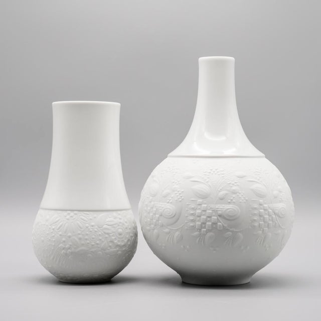 Rosenthal Relief Porcelain Vase Duo by Bjørn Wiinblad for Rosenthal, 1968, Set of 2 For Sale - Image 4 of 14