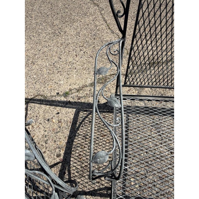 Mid 20th Century Vintage Salterini Art Nouveau Wrought Iron Garden Patio Sofa Chair Set - 3 PCS For Sale - Image 5 of 18