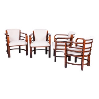 Art Deco Armchairs in Oak by O. Wagner, 1890s, Set of 4 For Sale