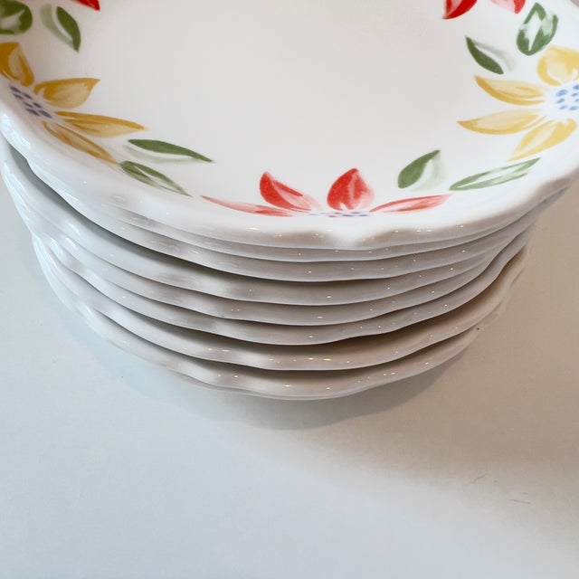 White Vintage Syracuse China "Old Ivory" Restaurant Ironstone Scallop Edged Salad Plates, Set of 9 For Sale - Image 8 of 10