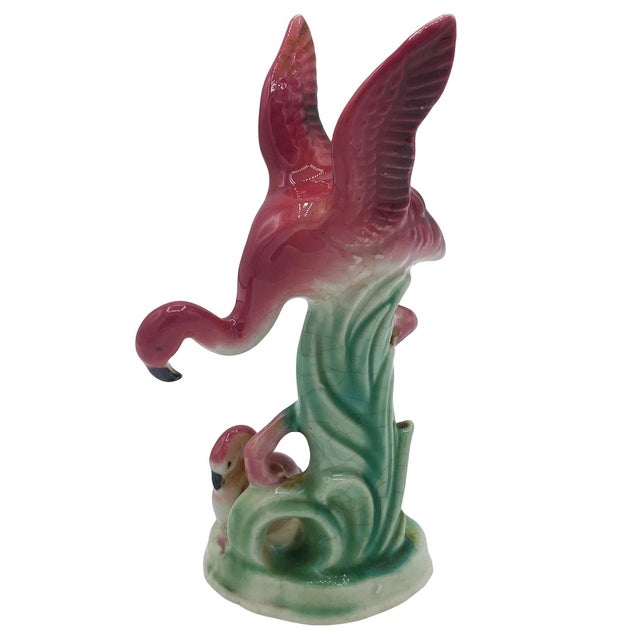 Pair of Mid 20th Century Ceramic Miniature Pink Flamingo Tabletop Statue by Leftons For Sale - Image 4 of 17