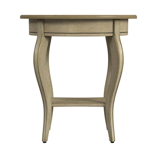 Jeanette Oval Wood Side Table, Beige For Sale In Chicago - Image 6 of 8