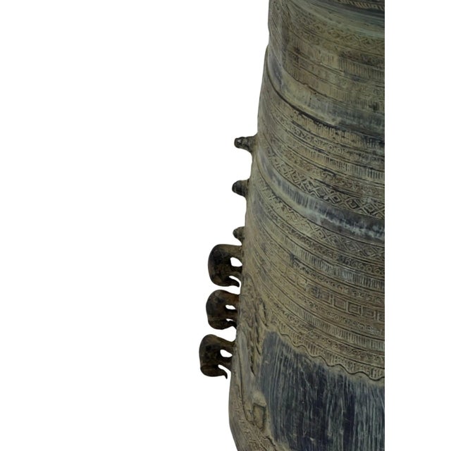 Cast Bronze Rain Drum With Elaborate Detail Patina Finish For Sale - Image 11 of 12