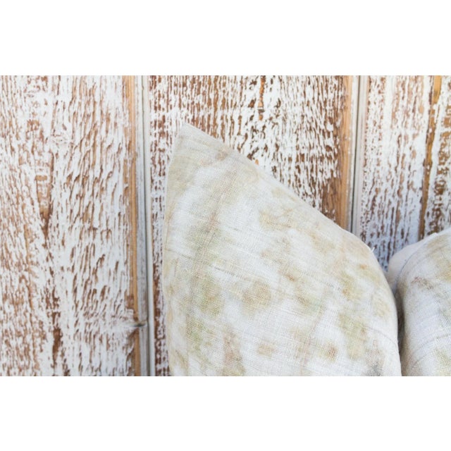 Early 21st Century Vintage Sangla Leaf Printed Organic Silk Pillow For Sale - Image 5 of 10